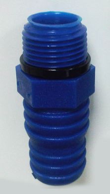 Штуцер пластиковый. Синий. 17 х 17 х 47 мм. Отверстие 14 мм