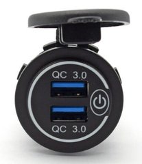 USB панель для ускоренной зарядки. Гнезда 3,0А и 3,0А. 5В. С синей подсветкой