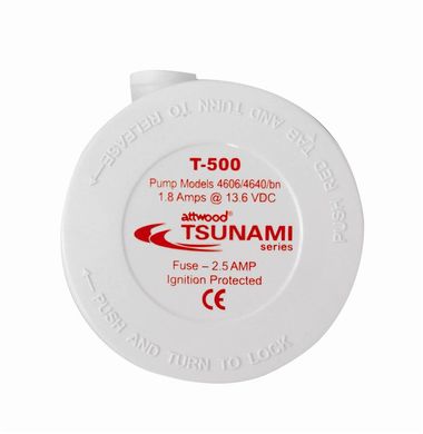 Помпа трюмная Tsunami T500. 12В, 1.8 А. Мощность - 39 л/мин., Шланг - 19 мм. Attwood